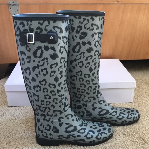 NWOB! HUNTER Size 10 leopard print tall rain boots - Picture 4 of 10